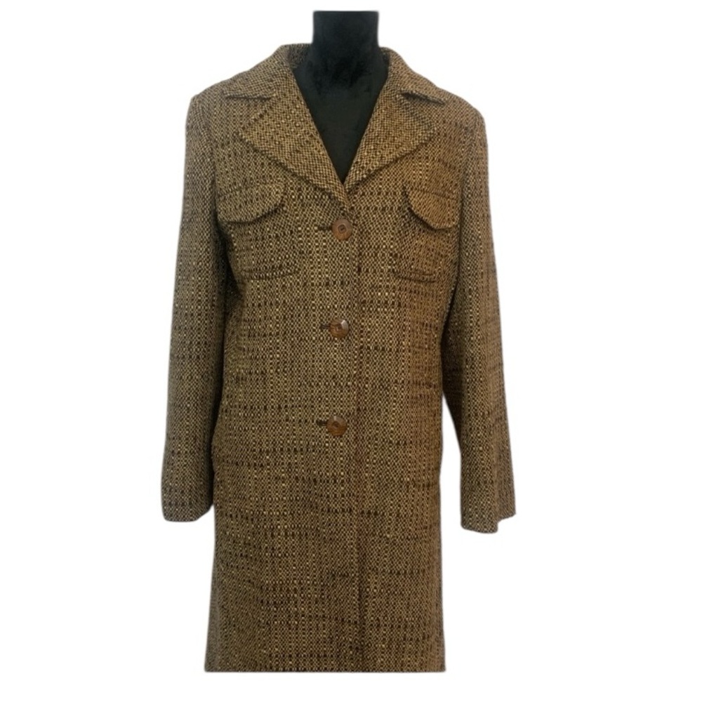 Q.U.E Women's Size 14 Brown Pea Coat Chic Preppy Dark Academia Classic Old Money